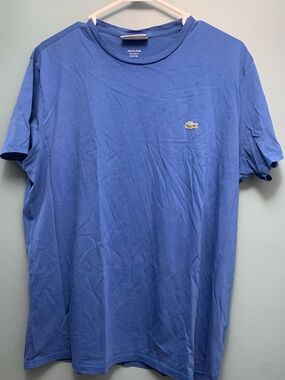 Lacoste Men's Royal Blue Short Sleeve Tee with Green Crocodile